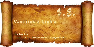 Vavrinecz Endre névjegykártya